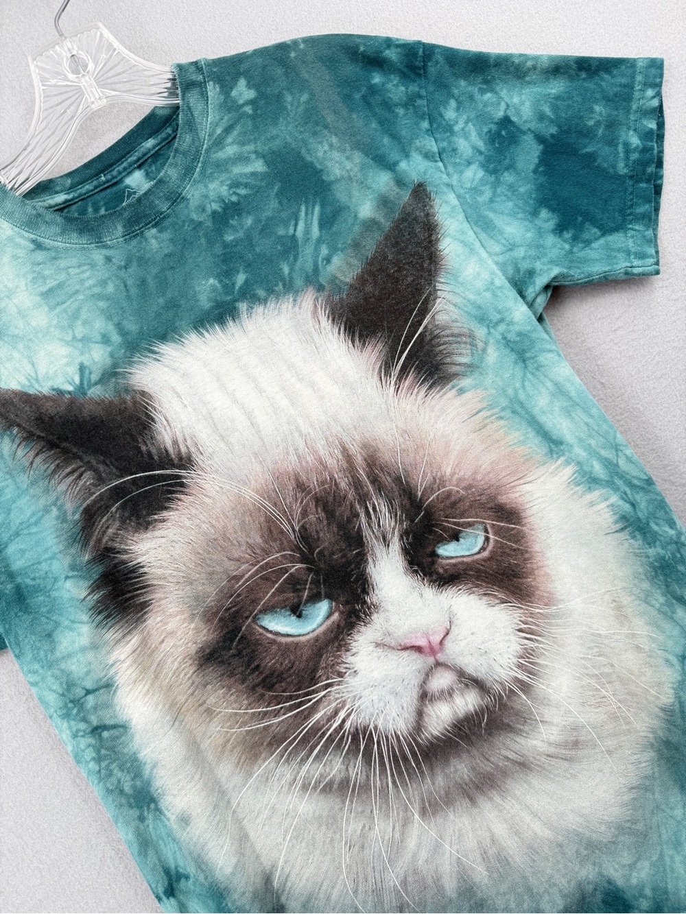 The Mountain Graphic T-shirt Adult Medium 2013 Grumpy Cat Teal Blue Tye Dye